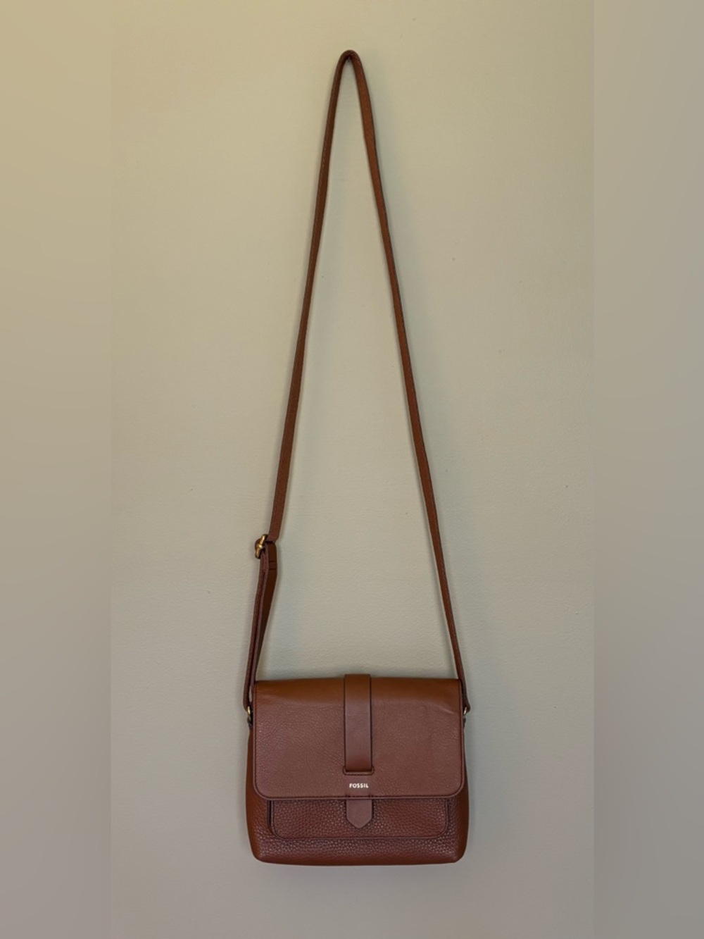 Fossil Leather Crossbody in Chestnut Brown